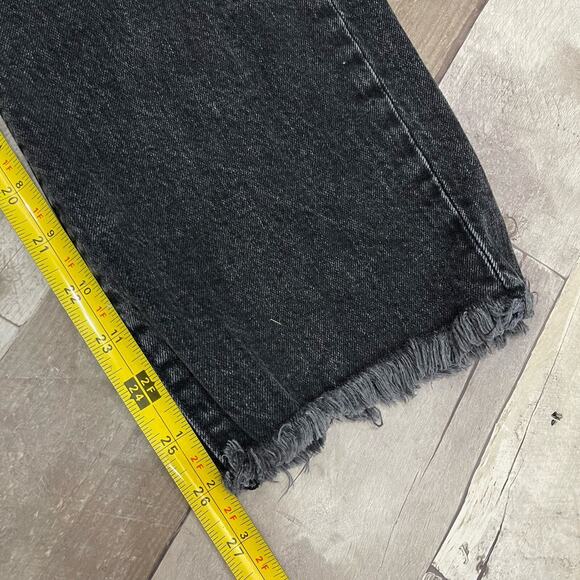 Loft Destructed High Rise Straight Crop Jeans in Washed Black Size 6 / 28 - Picture 14 of 16